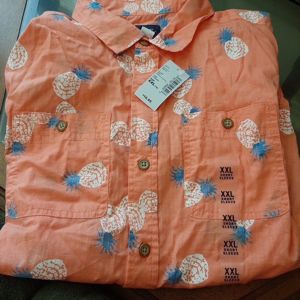 Boys Button Down Short Sleeve Tropical Shirt 🍍